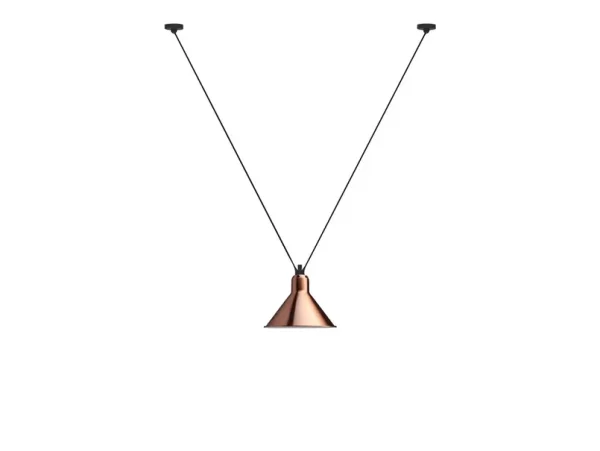 Lampe Gras - 323 L Pendelleuchte Konisch Kupfer/Weiß