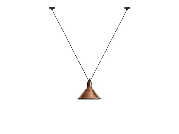 Lampe Gras - 323 XL Pendelleuchte Conical Raw Copper/White