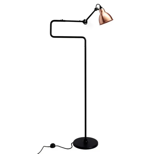 Lampe Gras - 411 Stehleuchte Schwarz/Kupfer/Weiß