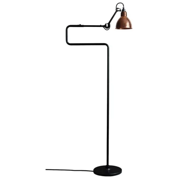 Lampe Gras - 411 Stehleuchte Schwarz/Raw Kupfer/Weiß