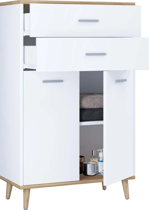 Landos Badschrank weiß, Eiche dekor.