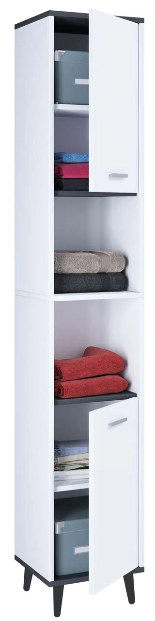 Landos Hochschrank Bad weiß, anthrazit.