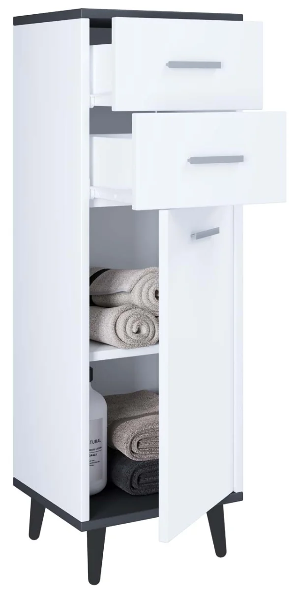 LandosI Hochschrank Bad weiß, anthrazit.