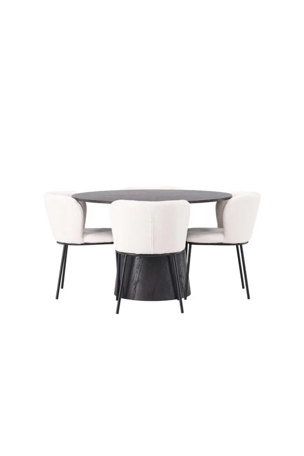 Lanzo Essgruppe Tisch mocca und 4 Edina Stühle weiß.