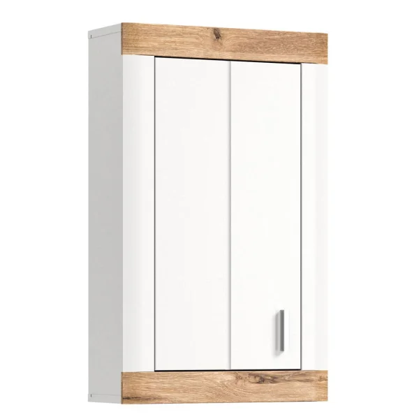 Laredo Badschrank wandhängend 1 Tür matt weiß,Eiche dekor,weiß.