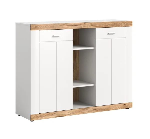 Laredo Sideboard 2 Türen, 2 Ablagen matt weiß,Eiche dekor,weiß.