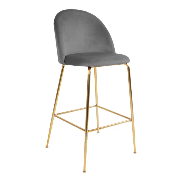 Laust Barhocker Velour, grau, messing.