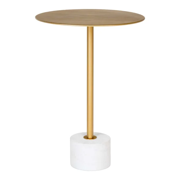 Lecco Couchtisch , Ecktisch Ø41cm Marmor Messing, Marmor.