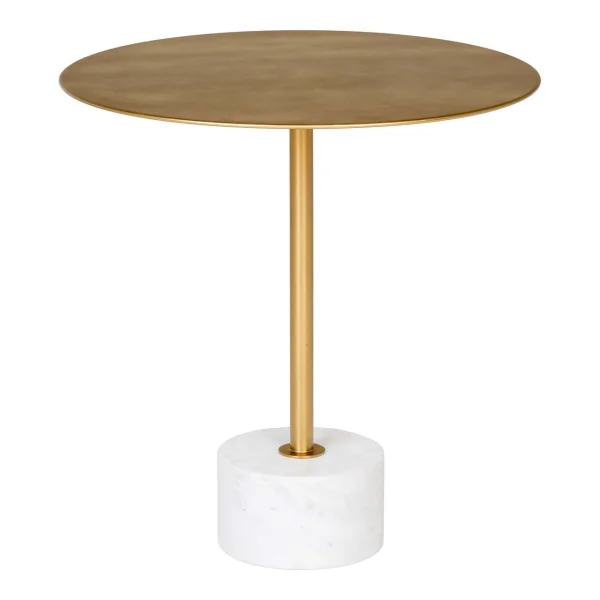 Lecco Couchtisch , Ecktisch Ø51cm Marmor Messing, Marmor.
