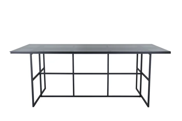 Leif Esstisch 90x200cm Glas klar schwarz.