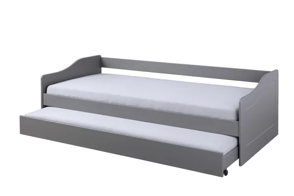 Leonie23 Bett 90x200cm mit 1 ausziehbares Bett grau.