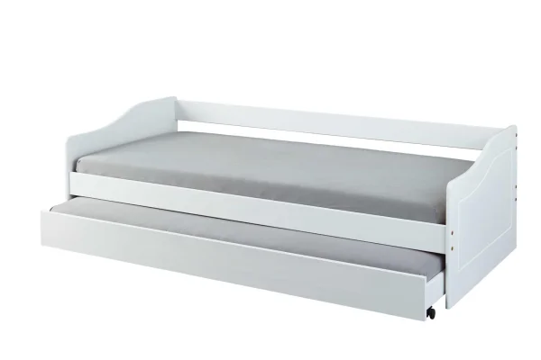 Leonie23 Bett 90x200cm mit 1 ausziehbares Bett weiß.