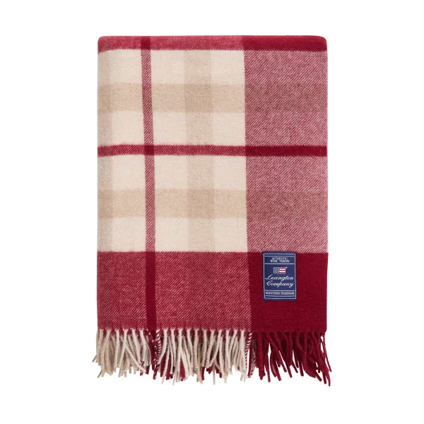 Lexington Red-beige Checked Plaid aus recycelter Wolle 130x170 cm Red-beige
