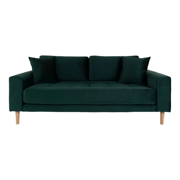 Lido Sofa 2,5 Pers. velour inkl. 2 dekorative Kissen, grün.