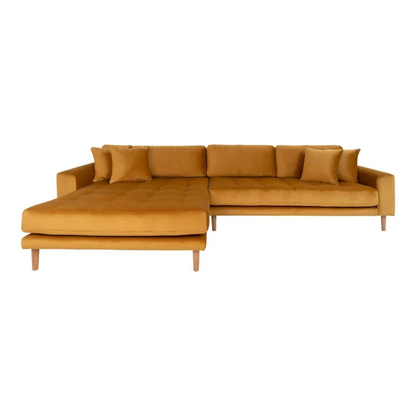 Lido Sofa , Chaiselongsofa links gewendet Velour senf gelb.