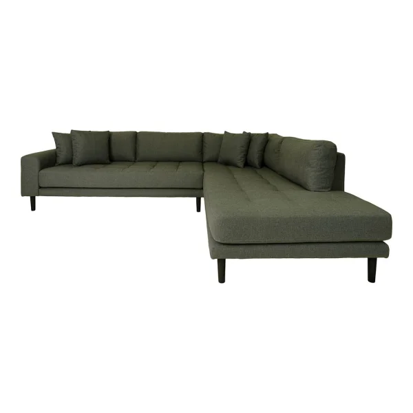 Lido Sofa Ecksofa rechts gewendet 4 Kissen grün.