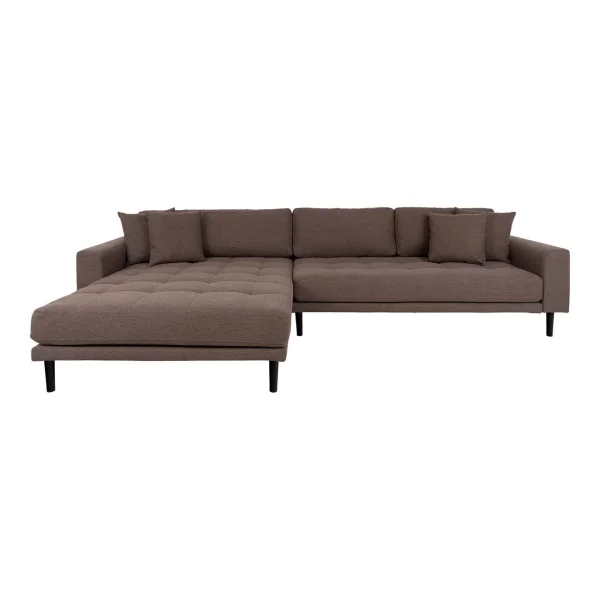 Lido Sofa , Loungesofa links gewendet mit 4 Kissen braun.