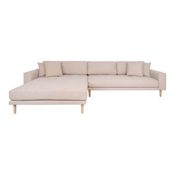 Lido Sofa , Loungesofa links gewendet mit 4 Kissen sandfarben.