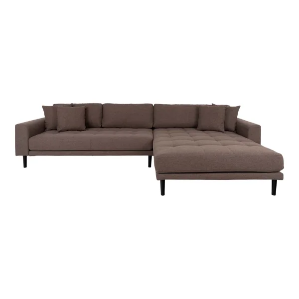 Lido Sofa , Loungesofa rechts gewendet mit 4 Kissen braun.