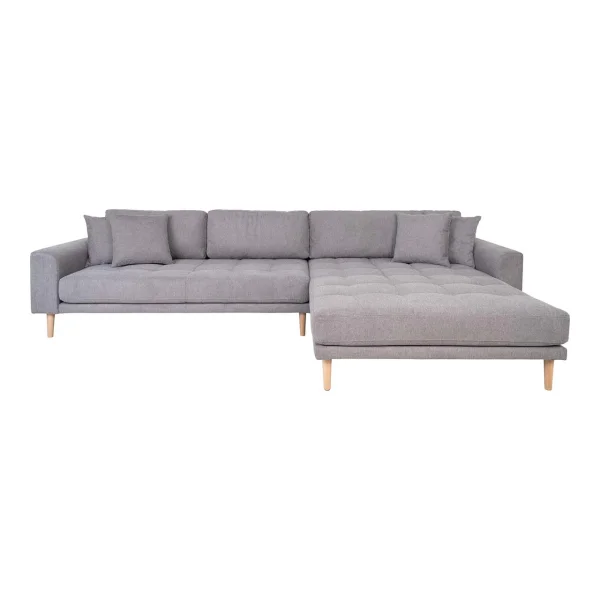 Lido Sofa , Loungesofa rechts gewendet mit 4 Kissen hellgrau.