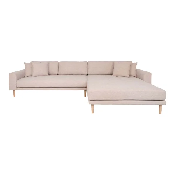 Lido Sofa , Loungesofa rechts gewendet mit 4 Kissen sandfarben.