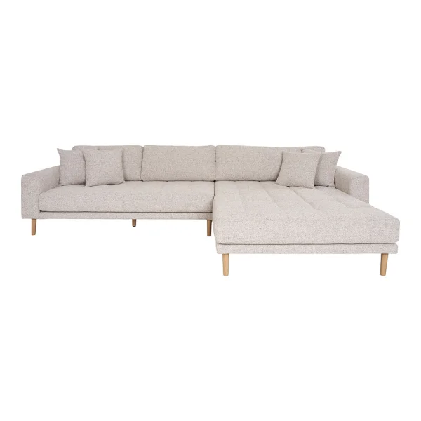 Lido Sofa Rechtsdrehend mit vier Kissen beige.