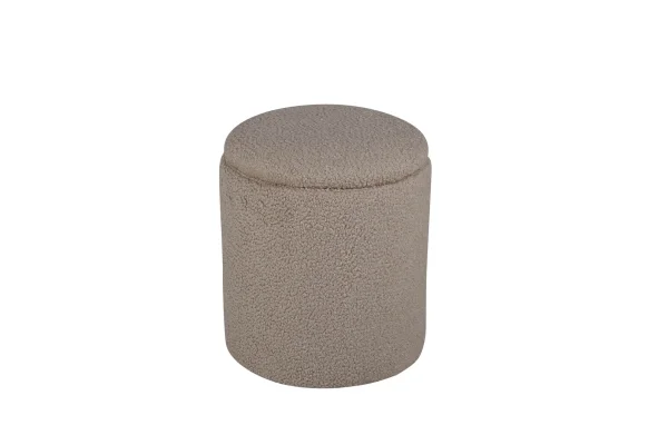 Limpen Pouf, Hocker mit Aufbewahrung Ø32cm Teddystoff beige.