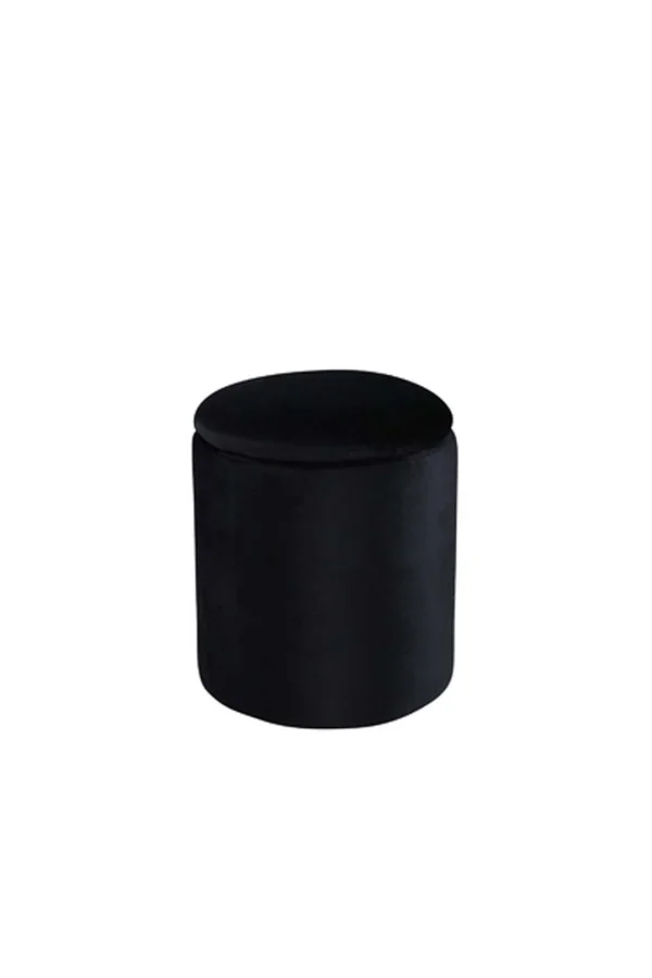Limpen Pouf Ø32cm Velour mit Aufbewahrung schwarz.