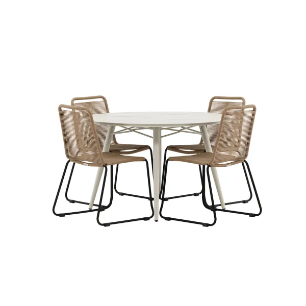 LinaLindos Gartenset 1 Esstisch, 4 Stühle beige.