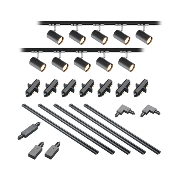Lindby -  1-Phasen-Schienensystem Linaro, GU10, 10-flg. schwarz