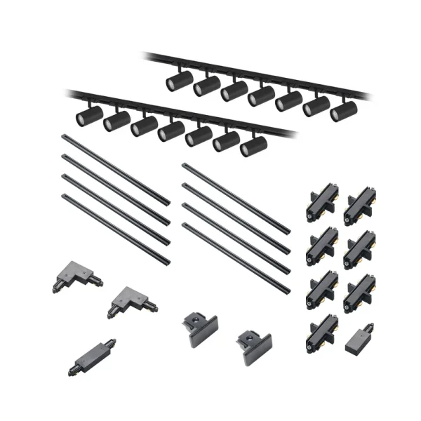 Lindby -  1-Phasen-Schienensystem Linaro, GU10, 14-flg. schwarz