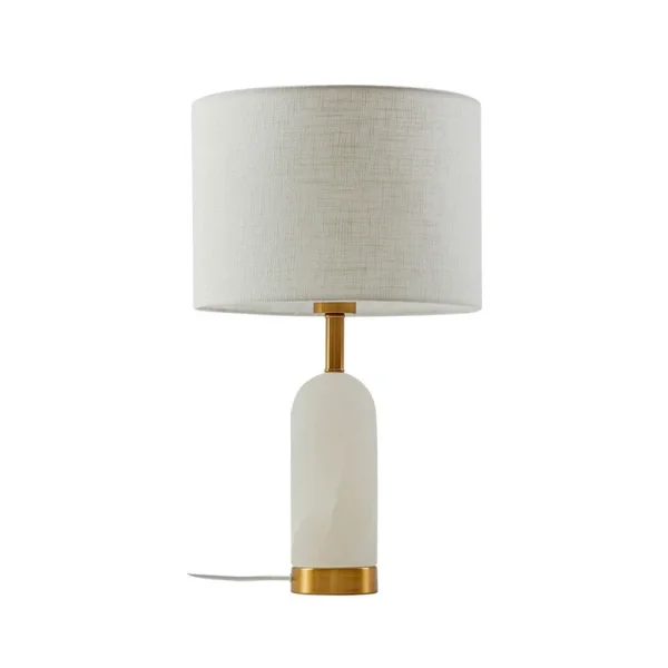 Lindby - Alabaster Tischleuchte Ø30 Weiß/Gold