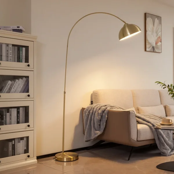 Lindby -  Bogenlampe Lennart, messing, höhenverstellbar, E27