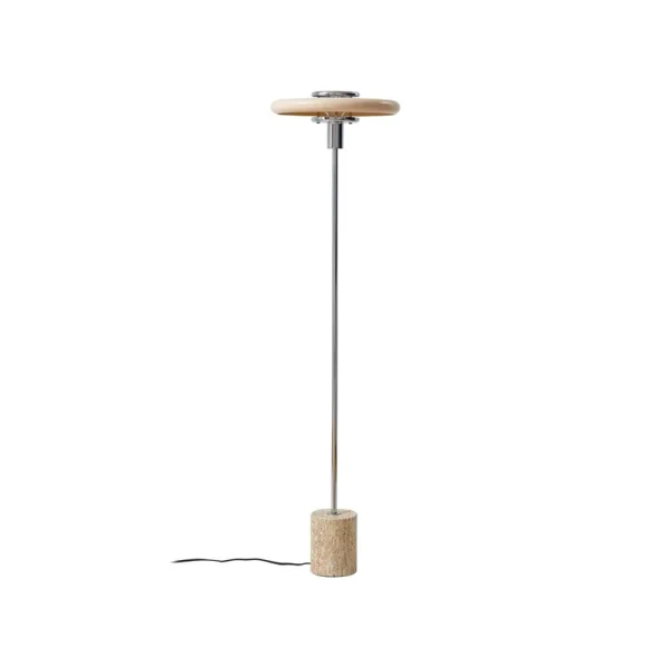 Lindby - Branford Stehleuchte, beige, Retro, Metall/Travertin