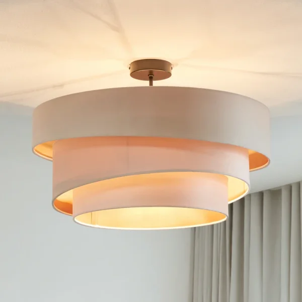 Lindby -  Deckenlampe Jusari, creme, Textil, Ø 56 cm, E27
