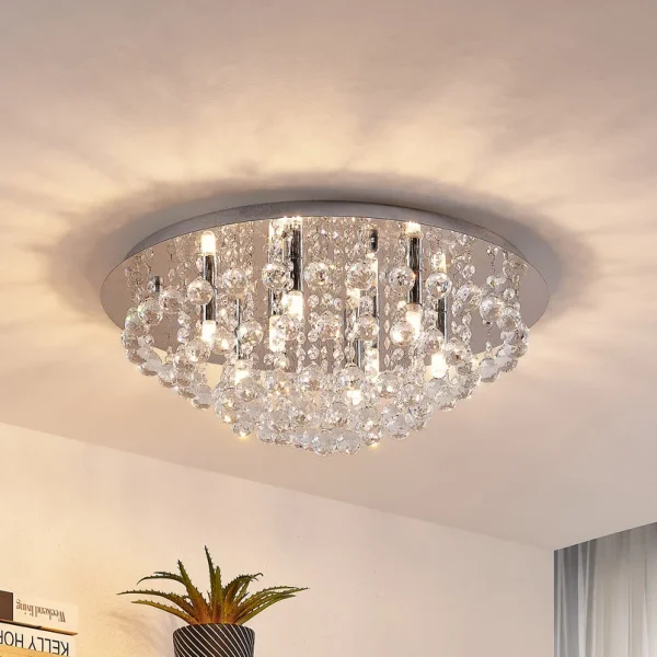 Lindby -  Deckenleuchte Antonino, Ø 55 cm, 8-flg., Kristall, G9