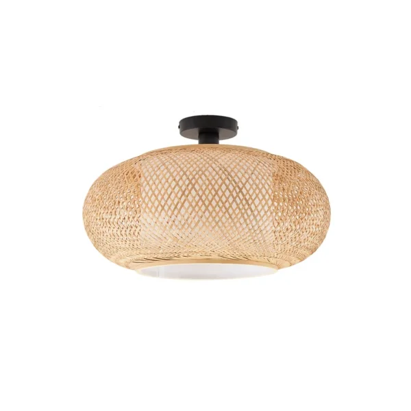 Lindby -  Deckenleuchte Romaine, Bambus, natur/weiß, Ø 50 cm