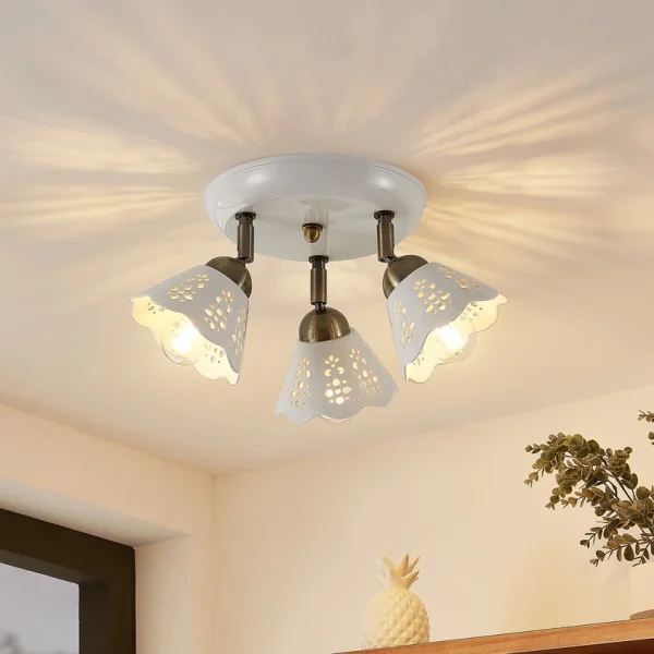 Lindby -  Deckenstrahler Efgenia, Ø 40 cm, 3-flg., Keramik, E14