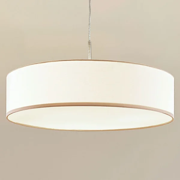 Lindby -  Hängeleuchte Sebatin, Ø 50 cm, beige, Stoff, E27