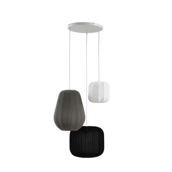 Lindby - Helin Hängelampe Ø 60 cm dreiflammig schwarz/weiß/grau