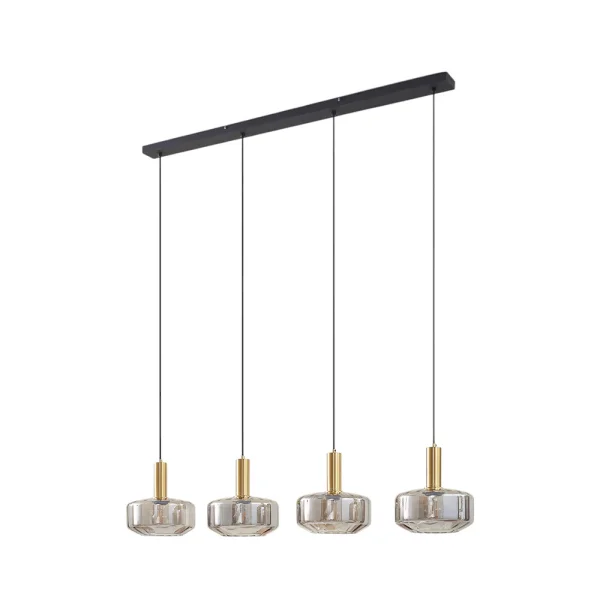 Lindby - Hildur 4 Pendelleuchte 118cm Rauch Grau/Messing