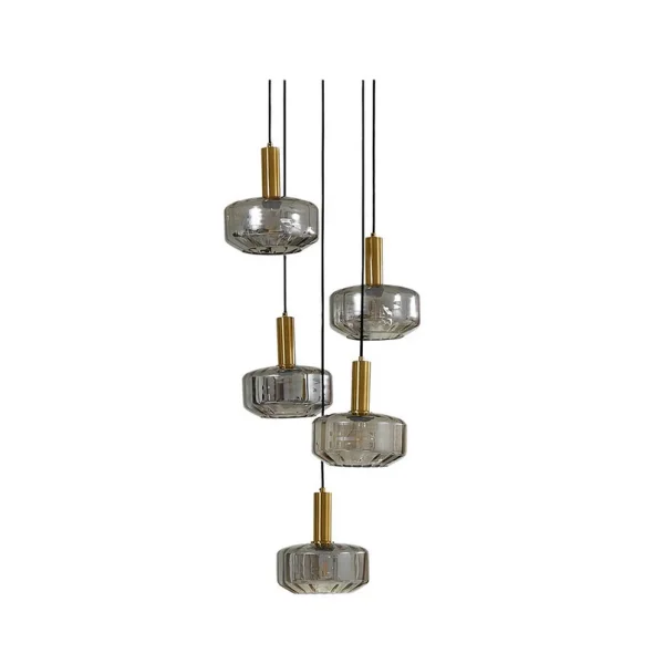 Lindby - Hildur 5 Cluster Pendelleuchte Rauch Grau/Messing