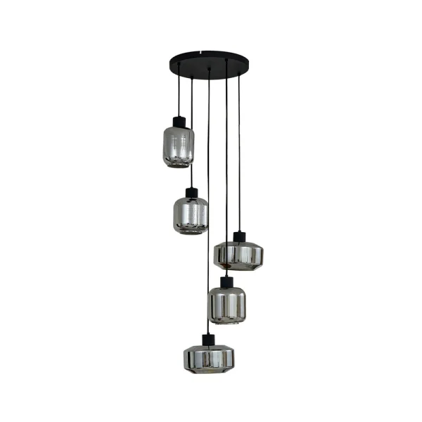 Lindby - Hildur 5 Cluster Pendelleuchte Rauch Grau/Schwarz