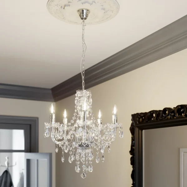Lindby -  Kronleuchter Merida, chrom, Metall, 5-flg., Ø 52 cm