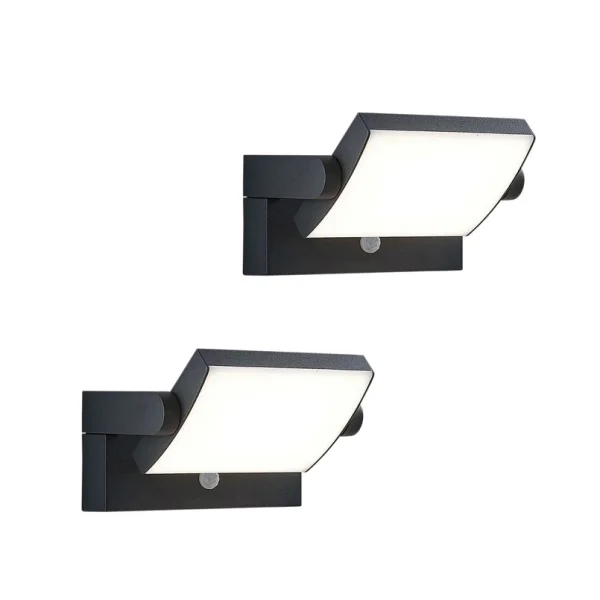 Lindby -  LED-Außenwandleuchte Sherin, 2er-Set, drehbar, Sensor