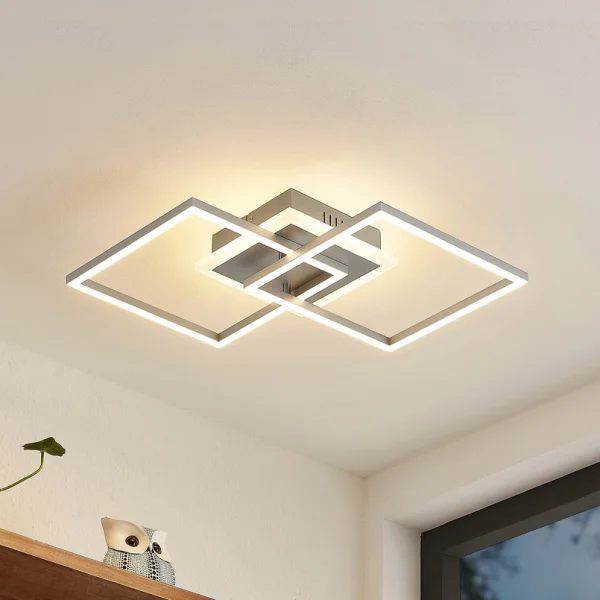 Lindby -  LED-Deckenlampe Fjardo, eckig, silber, CCT, Remote
