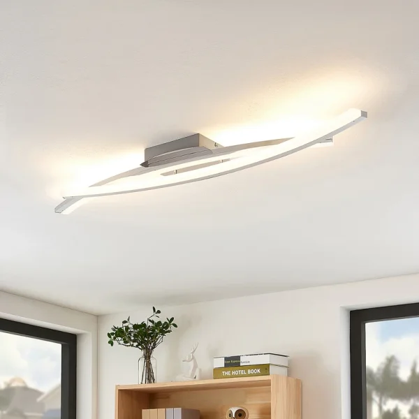 Lindby -  LED-Deckenleuchte Elarit, chromfarben, 104cm, dimmbar