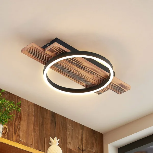 Lindby -  LED-Deckenleuchte Sentoa, Holz, 52,8 cm lang, 3.000 K