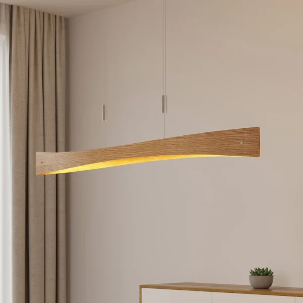 Lindby -  LED-Hängeleuchte Beazina, Eiche, Metall, 118cm