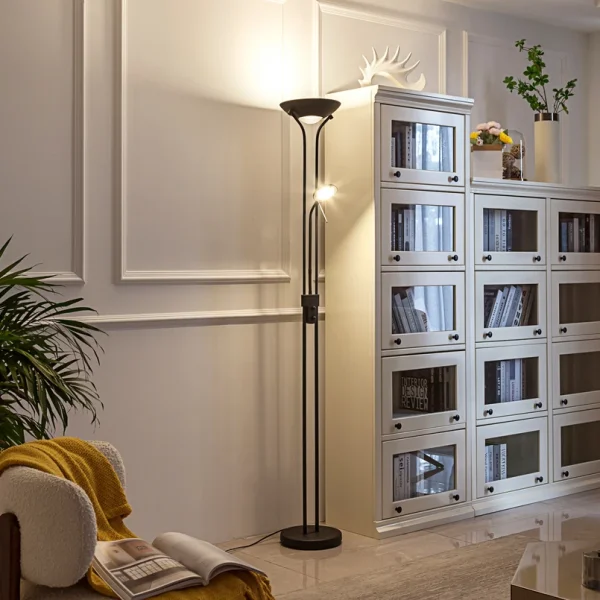 Lindby -  LED-Standleuchte Josefin, schwarz, Leselicht, dimmbar